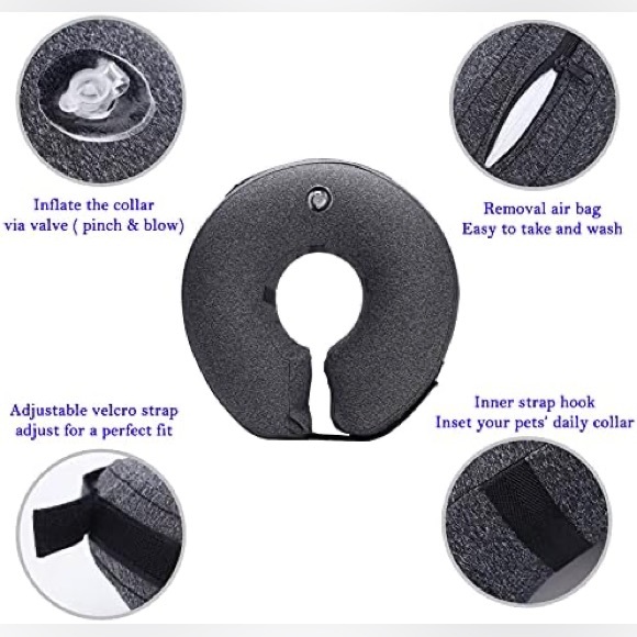 New! Katoggy Inflatable Dog Collar, Cone, Adjustable Donut E-Collar, Size Large - Picture 3 of 8